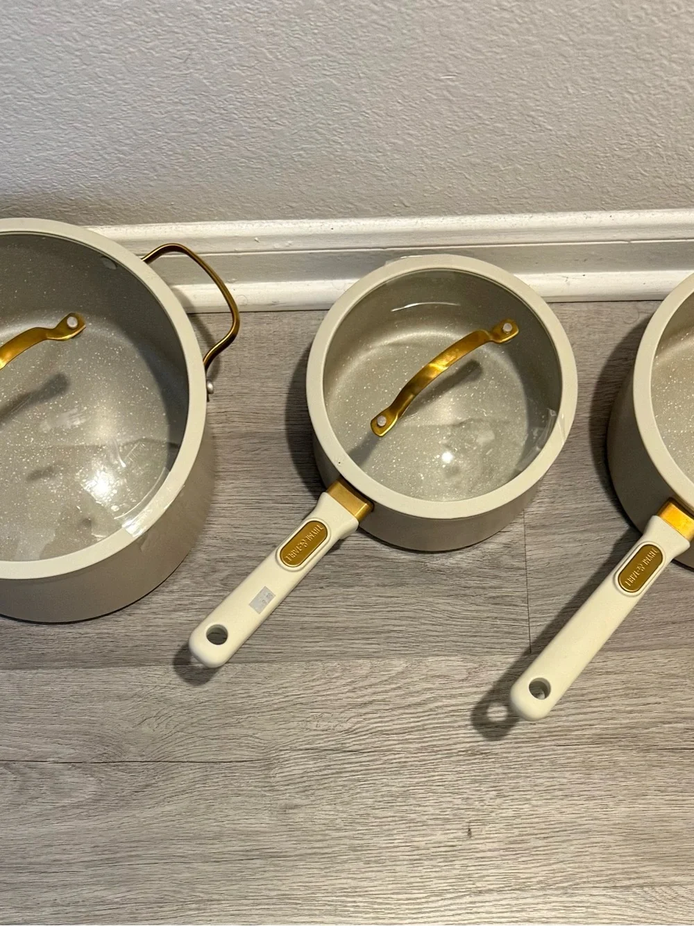 Thym & Table Granite 3 Pcs Ceramic Nonstick Cookware Tube & Gold
